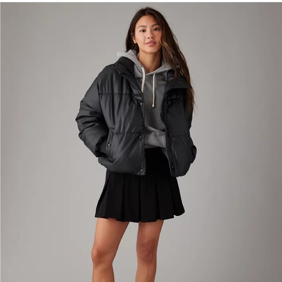 AE Vegan Leather Chill Puffer Jacket - Picture 4 of 9